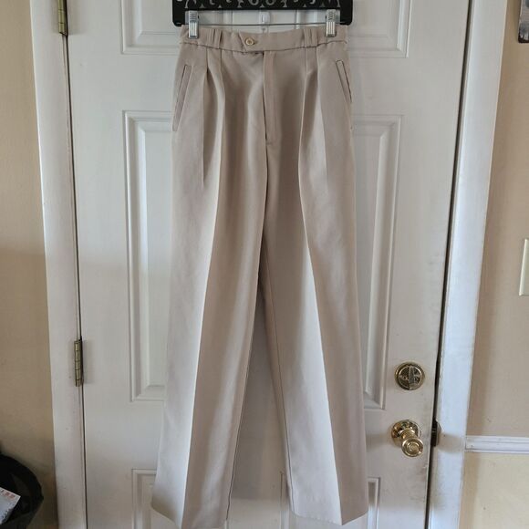 Vintage University Park Juniors 9 Pleated High Rise Beige Pants 26x30 USA Made - Picture 1 of 7